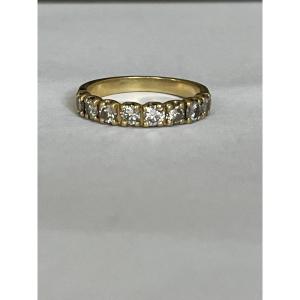 4686 - Half American Wedding Band In Yellow Gold With Diamonds