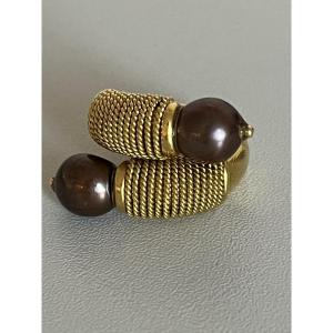 7256 - Toi & Moi Ring, Yellow Gold, Pearls