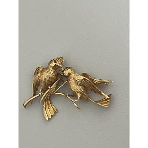 6597 - Vintage Bird Brooch In Yellow Gold