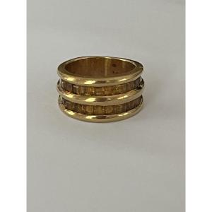 6787- Arfan Paris Band Ring In Yellow Gold With Citrines