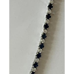 6871 - River Bracelet In White Gold With Diamonds (1.90 Ct) And Sapphires (6.00 Ct)