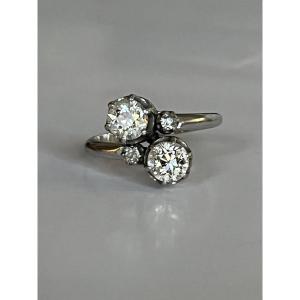6909 - Vintage Toi & Moi Ring In White Gold With 1.00 Ct Diamonds