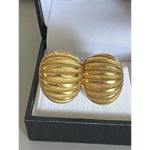 5508 - Yellow Gold Gadrooned Earrings