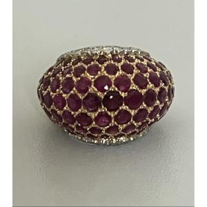 7222 - Jeweler's Ring, Yellow Gold, Platinum, Ruby, 4.00 Ct Diamonds