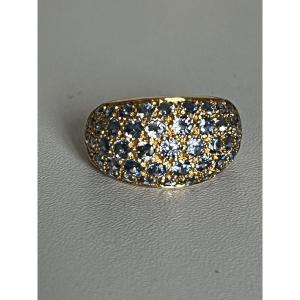 7282a - Domed Yellow Gold Ring With Sapphires