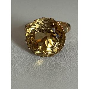 7238 - Vintage Yellow Gold Citrine Ring