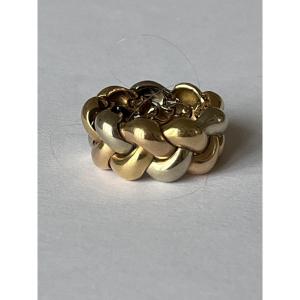 7280 - Three-gold Braided Mesh Band Ring
