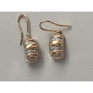 7297 - Vintage Yellow Gold Diamond Earrings