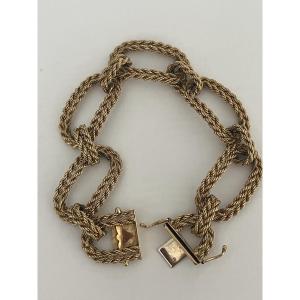 4859 - Wide Twisted Yellow Gold Curb Bracelet 44g