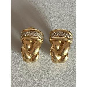5344 - Vintage Yellow Gold Diamond Earrings