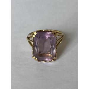 7092 - Vintage Yellow Gold Amethyst Ring