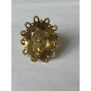 7094 - Vintage Yellow Gold Citrine Ring