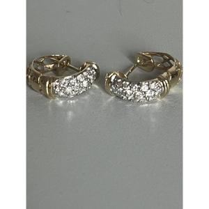 7358 - Yellow Gold Hoop Earrings With Diamonds