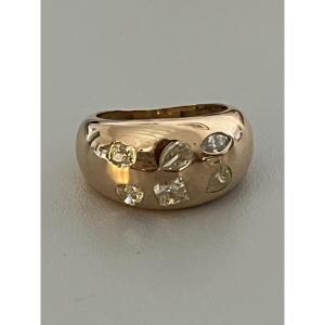 7379- Fancy Yellow Diamond Ball Ring In Yellow Gold