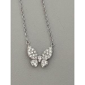 7383 - Butterfly Necklace, White Gold & Diamonds