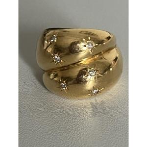 6828 - Vintage Diamond Bangle Ring With Star Setting