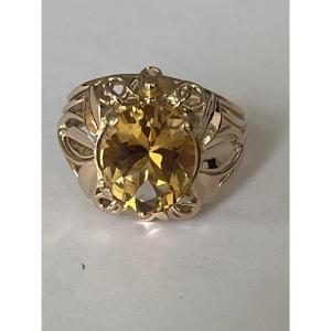 7005 - Vintage Yellow Gold Citrine Ring