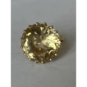 7082 - Vintage Cocktail Ring In Yellow Gold With Citrine