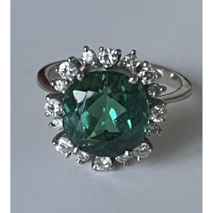 7162 - Stern Ring, White Gold, Tourmaline, Diamonds