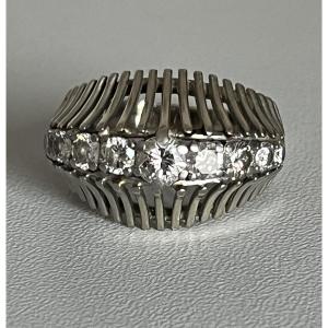 7174 - 1950s Ring, Platinum Wire, Diamonds