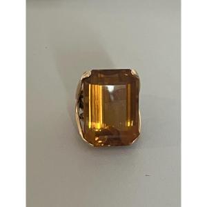 7206 - Important 1960s Cocktail Ring In Yellow Gold With Citrine