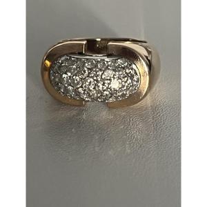7374 - Yellow Gold And Silver Bridge Ring With 1.50 Ct Diamonds
