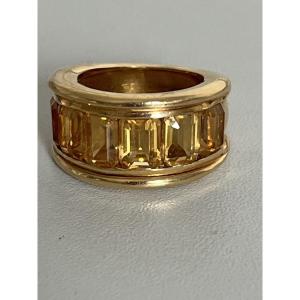 7412 - Vintage Yellow Gold Citrine Band Ring