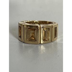 7414 - Band Ring Verney Yellow Gold Citrines
