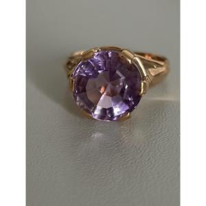 3380 - Vintage Yellow Gold Amethyst Ring