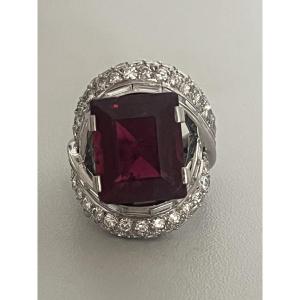 7315 - Jeweller's Ring Platinum Rubellite 10.00 Ct Diamonds
