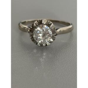 7347 - Solitaire Ring Platinum White Gold Diamond 0.90 Ct