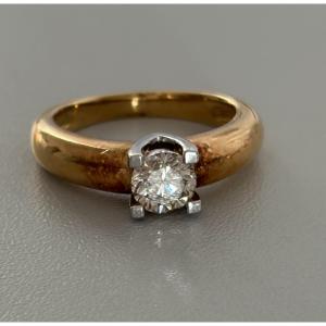 7349 - Yellow Gold And White Diamond Ring 0.90 Ct
