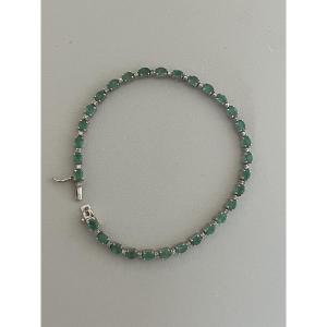 7437 - White Gold Emerald Diamond River Bracelet