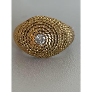 7470 - Vintage Yellow Gold Diamond Dome Ring