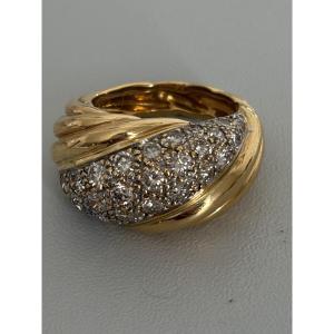 7512 - Vintage Wedding Band Ring Yellow Gold Diamonds