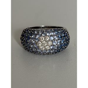 7537 - White Gold Sapphire Diamond Ring