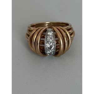 7560 - Vintage Yellow Gold Thread Diamond Ring