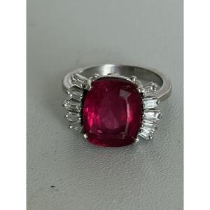 7585 - Tourmaline White Gold Ring 6.00 Ct Diamonds