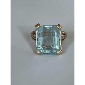 6016 - Vintage Yellow Gold Aquamarine Ring