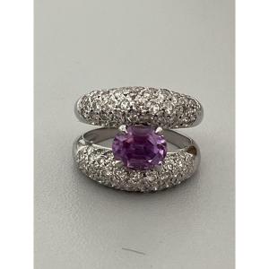 6703 - White Gold Sapphire Rose Diamond Jewelry Ring