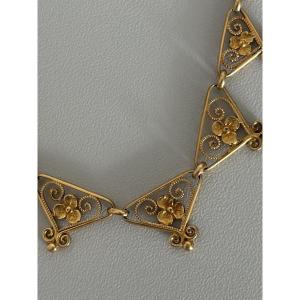 7468 - Yellow Gold Filigree Choker Necklace