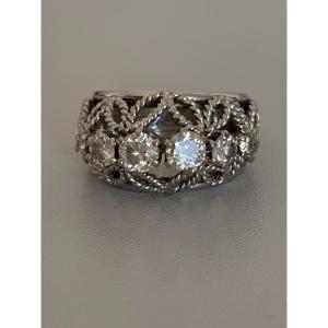 7505 - Palladium-plated White Gold Wedding Band Ring With Diamonds