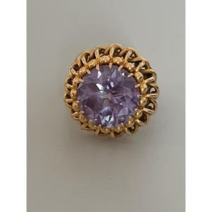 7565 - Cocktail Ring Yellow Gold Synthetic Corundum