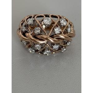 7587 - Vintage Yellow Gold Openwork Diamond Ring