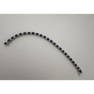 P3106 - White Gold Sapphire Diamond Rivière Bracelet