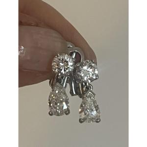 7226- Earrings Pendant White Gold Diamonds 2,50 Ct