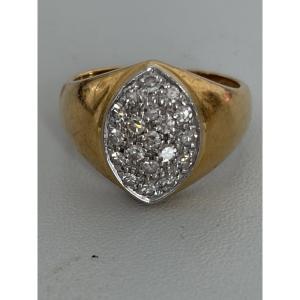 7594- Vintage Ring Yellow Gold Diamonds