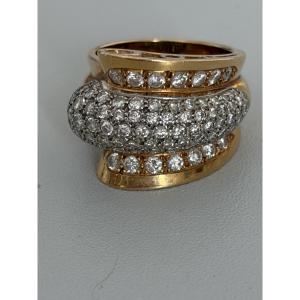 7599- Important Vintage Ring Yellow Gold Diamonds 2,00 Ct
