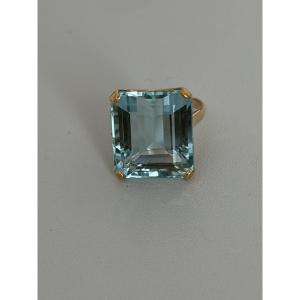 7608- Ring Vintage Yellow Gold Aquamarine 15.00 Ct