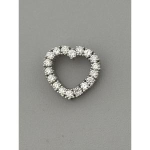 7652- Heart Pendant White Gold Diamonds